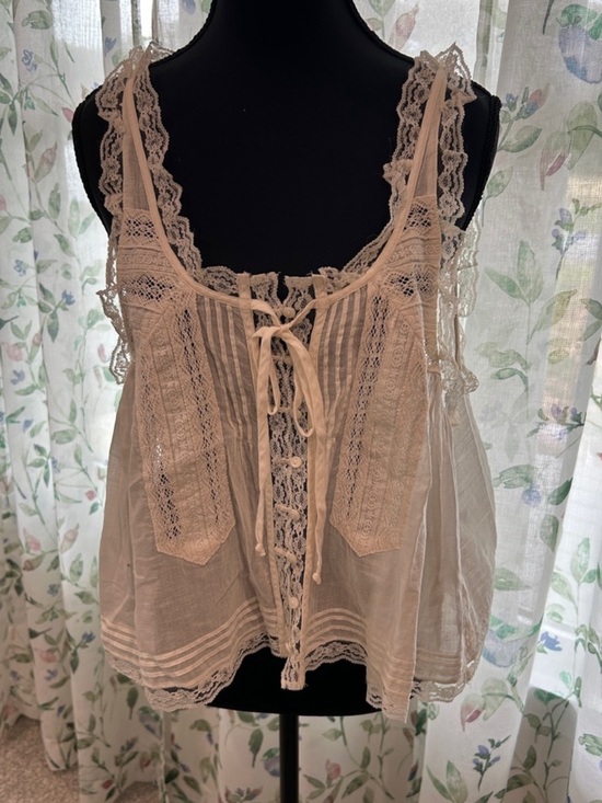 Free People Tops - Free People Forevermore Tank Top white Adjustable Tie Sheer Lace
Ruffle